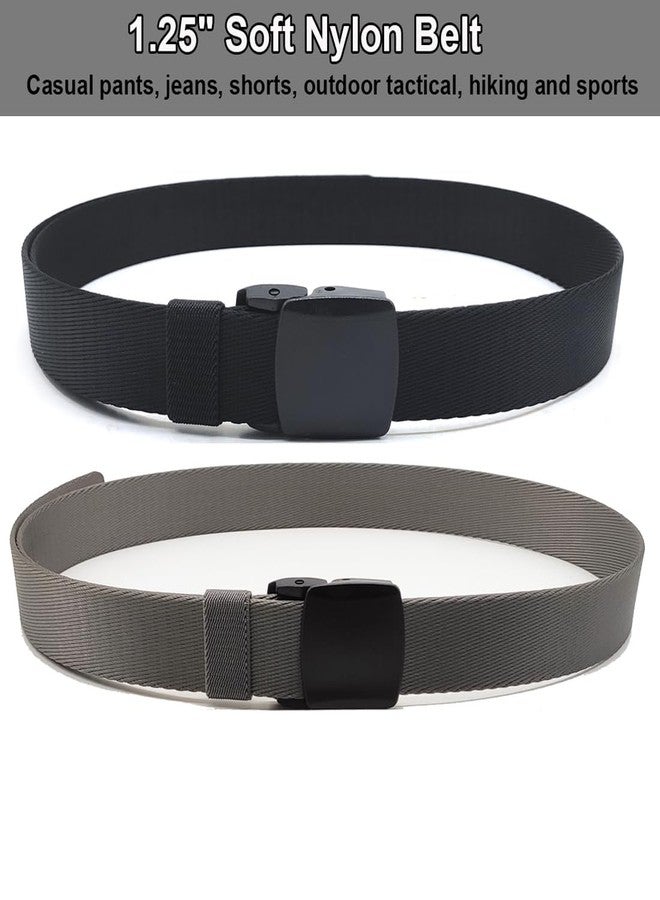 HOANAN 2 Pack 1 1/4" Men's Nylon Web Belt, Lightweight TSA-friendly Soft Webbing Narrow Work Belt - Image 3